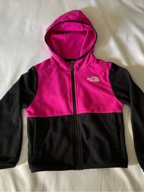 The North Face Kids Two-Tone Pink and Black Hooded Fleece Jacket